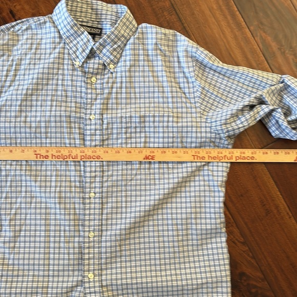 Lands' End | Blue and White Casual Button Down checkered Shirt - Picture 7 of 10